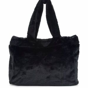 Elegant Black Faux Fur Tote Bag